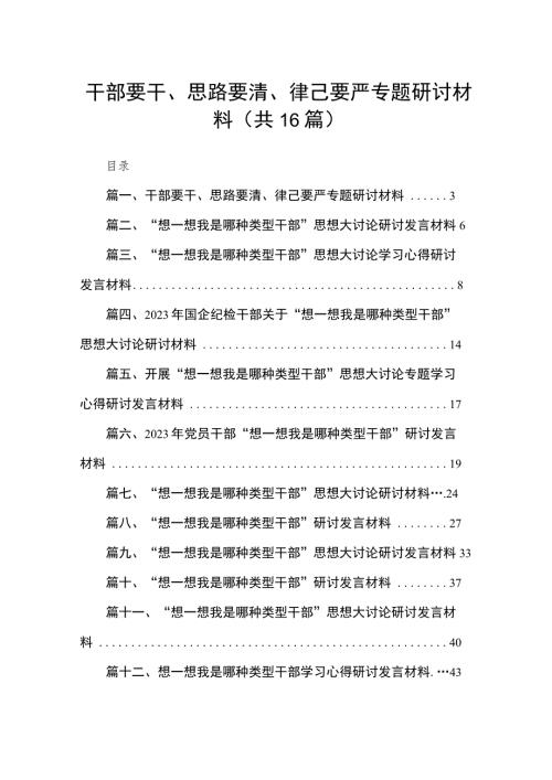 干部要干思路要清律己要严专题研讨材料共16篇.docx