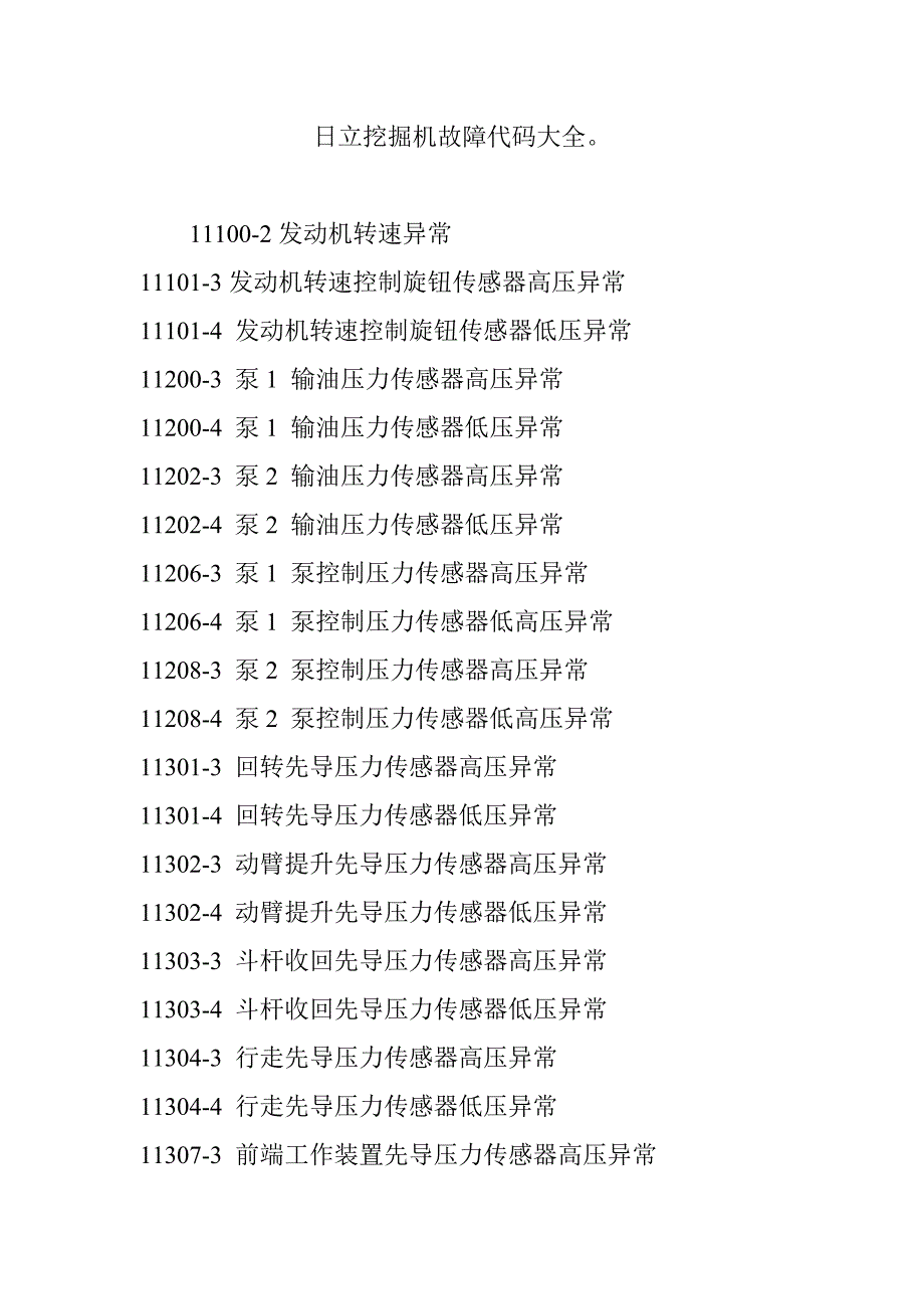 日立挖掘机故障代码大全.doc_第1页