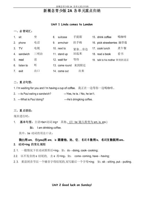 新概念青少版2A各单元重点归纳.doc