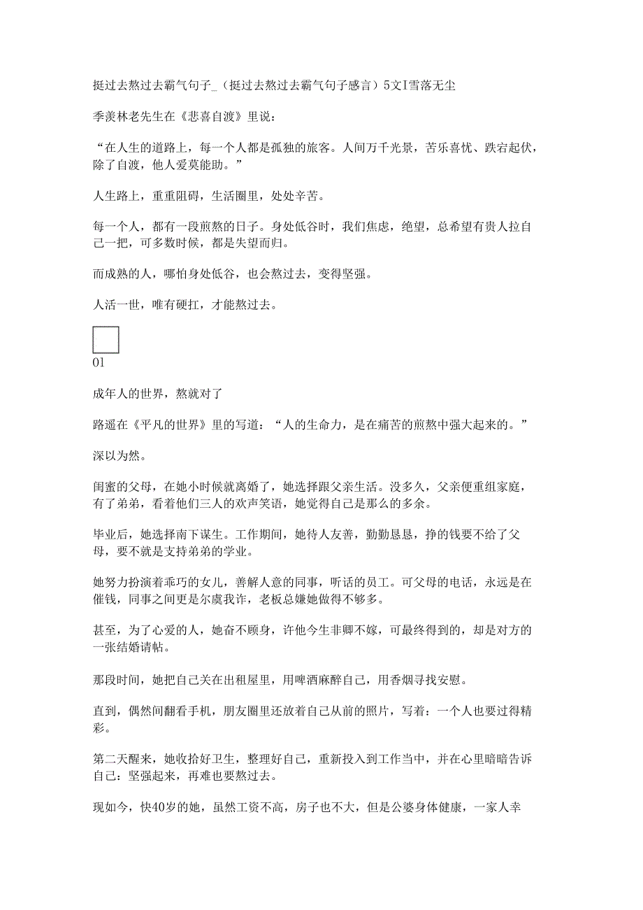 挺过去熬过去霸气句子(挺过去熬过去霸气句子感言).docx_第1页