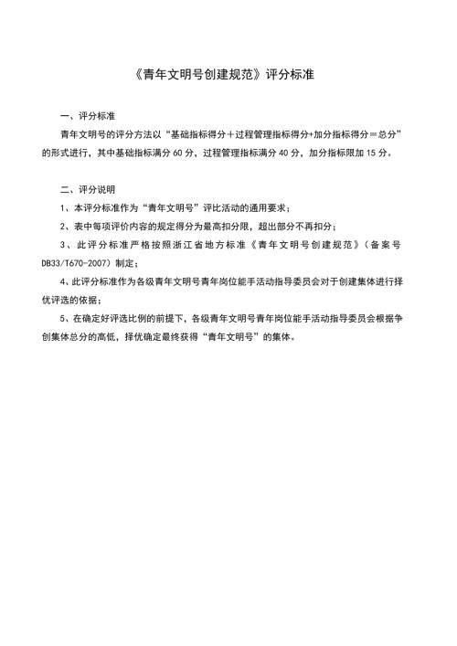 浙江省青年文明号创建规范评分标准.doc