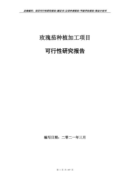 玫瑰茄种植加工项目可行性研究报告立项申请.doc