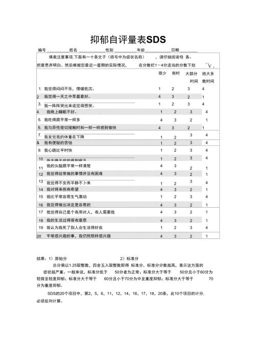 抑郁自评量表SDS.doc