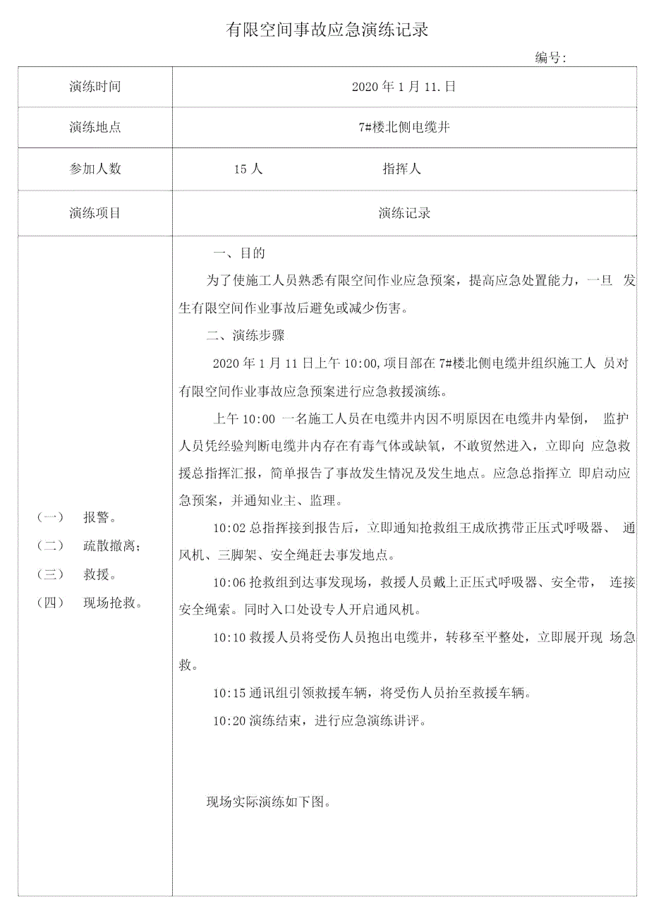 有限空间应急演练记录.doc_第1页
