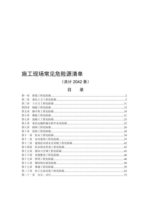 施工现场常见危险源清单.doc