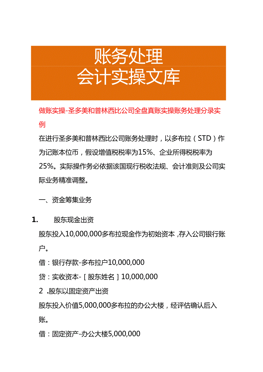 做账实操圣多美和普林西比公司全盘账务处理分录实例.docx_第1页