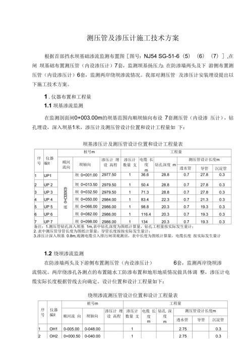 渗压计及测压管施工方案概要.docx