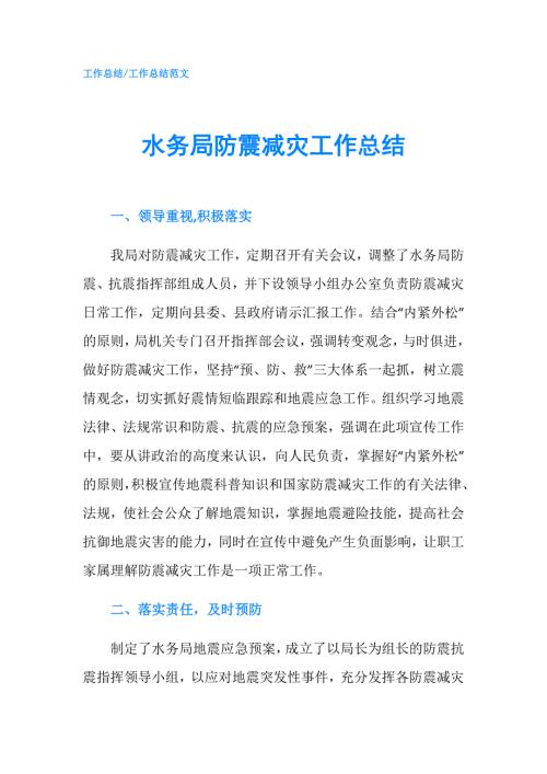水务局防震减灾工作总结.doc