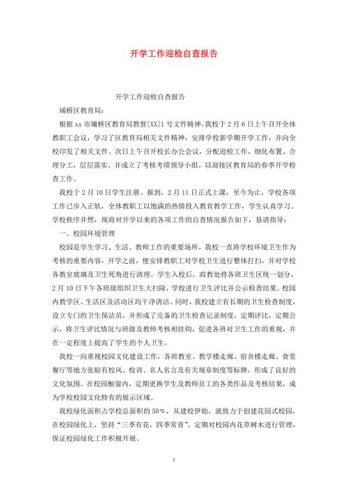 开学工作迎检自查报告.doc