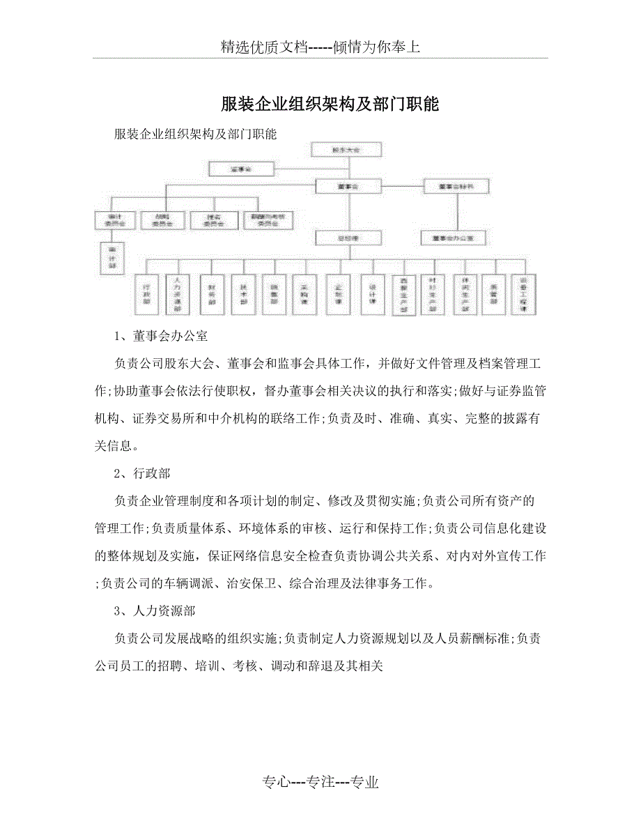 服装企业组织架构及部门职能.doc_第1页
