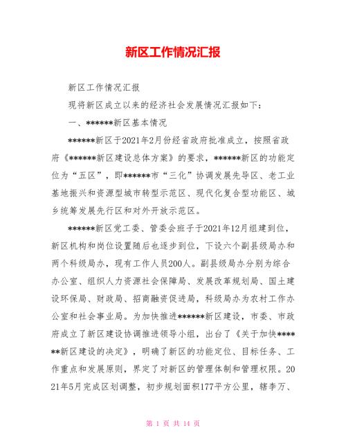 新区工作情况汇报.doc