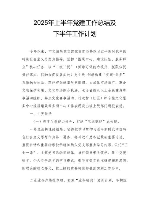 开展2025年上半年《党建工作总结》及下一步工作打算（4份）_61.docx