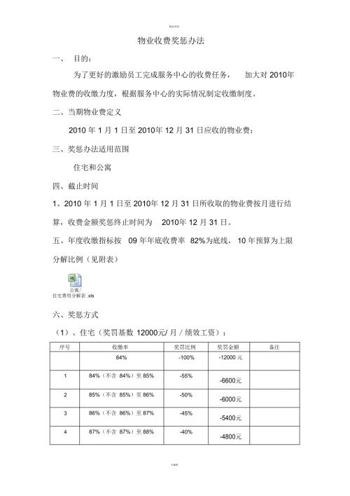 物业收费奖惩方案.doc