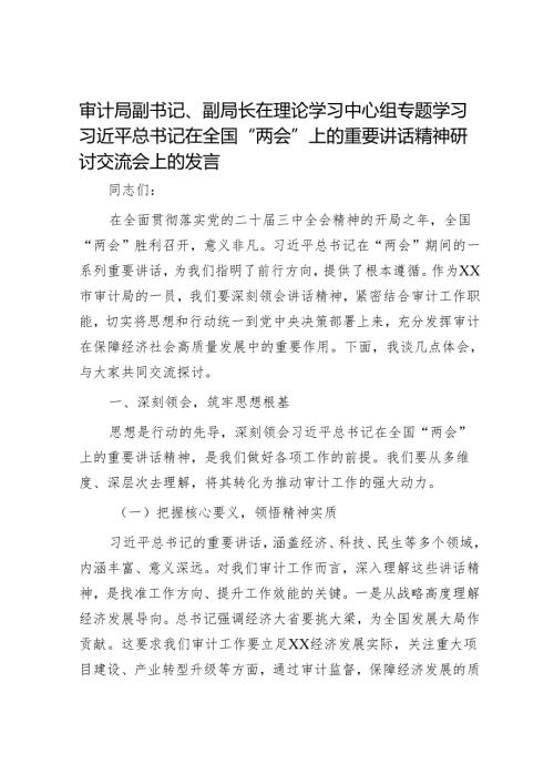 2025年理论中心组专题研讨会上的发言材料精选两篇合辑（审计局）.docx