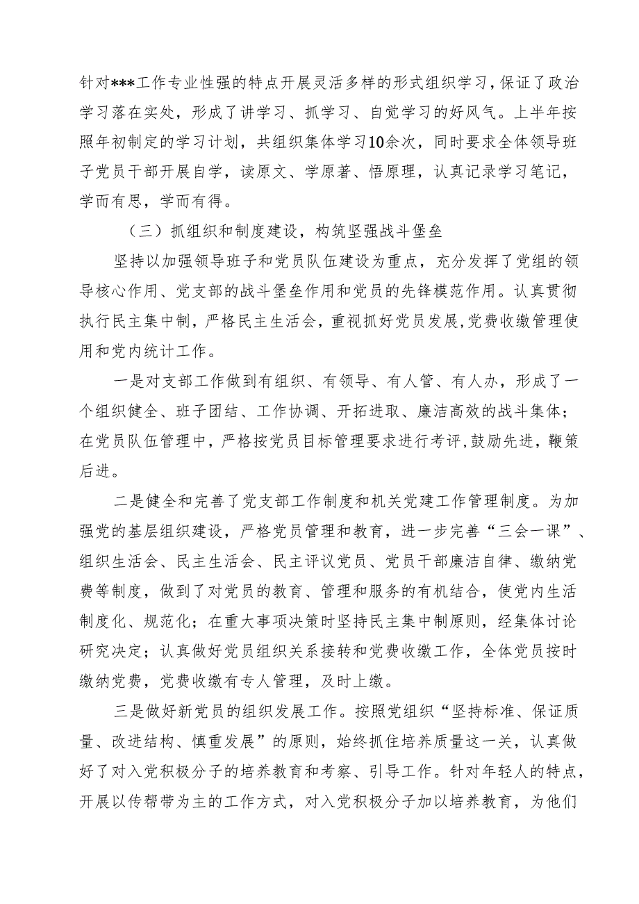 （10篇）党组2025年上半年党建工作总结及下半年工作计划范文.docx_第3页