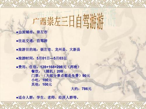 崇左旅游线路设计PPT课件.ppt