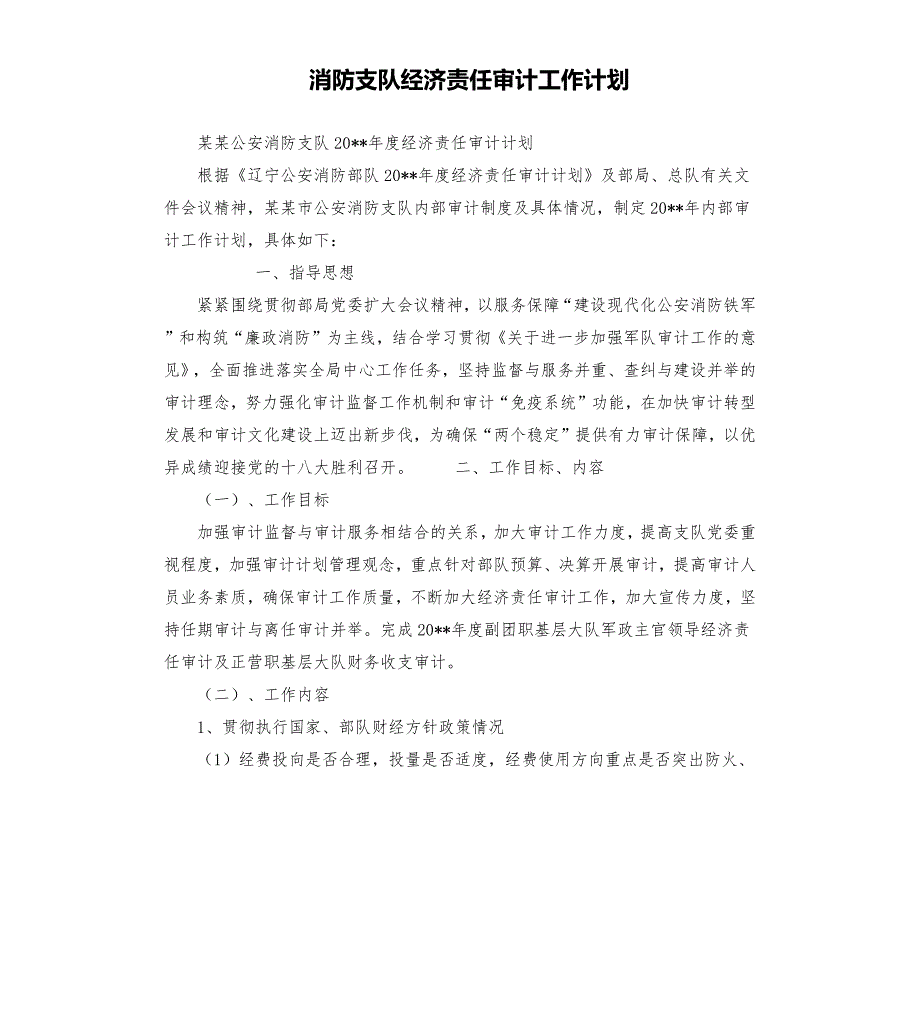 消防支队经济责任审计工作计划.docx_第1页