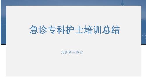 急诊专科护士培训总结.ppt