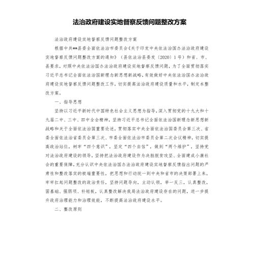 法治政府建设实地督察反馈问题整改方案.docx