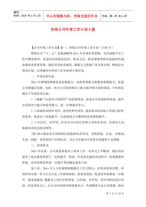 担保公司工作计划4篇.doc