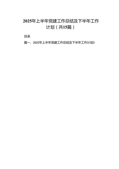 2025年上半年党建工作总结及下半年工作计划【15篇精选】供参考.docx