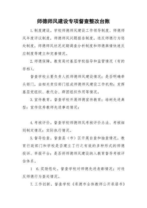 师德师风建设专项督查整改台账.doc
