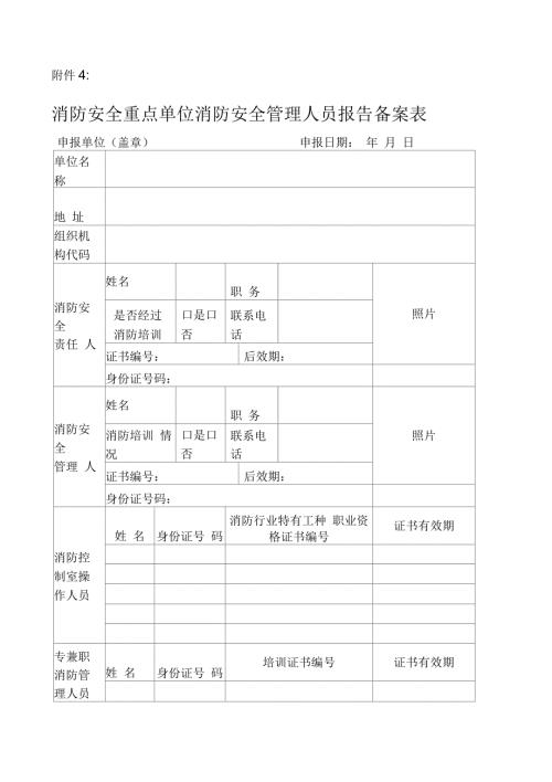 消防安全重点单位消防安全管理人员报告备案表.docx