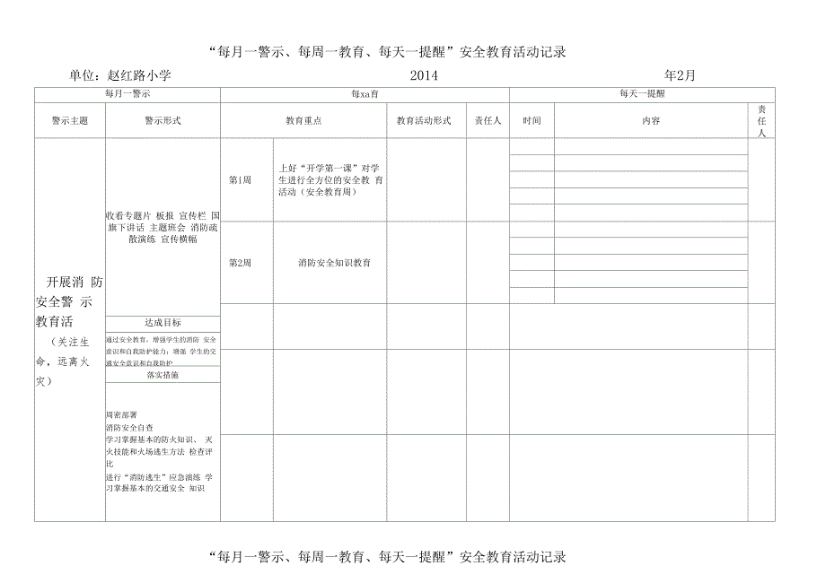 每月一警示每周一教育每天一提醒安全教育活动记录.docx_第1页
