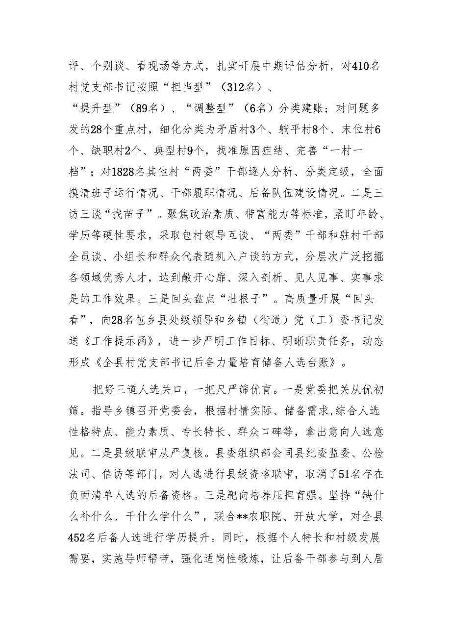 在2024年全市村党支部书记后备力量培育储备工作专题推进会上的汇报发言1.docx_第2页