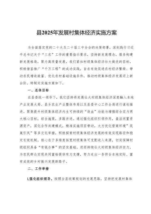 县2025年发展村集体经济实施方案.docx