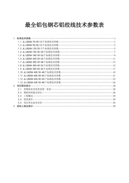 最全铝包钢芯铝绞线技术参数表.doc
