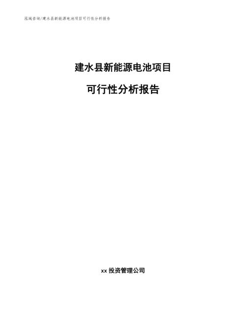 建水县新能源电池项目可行性分析报告.docx