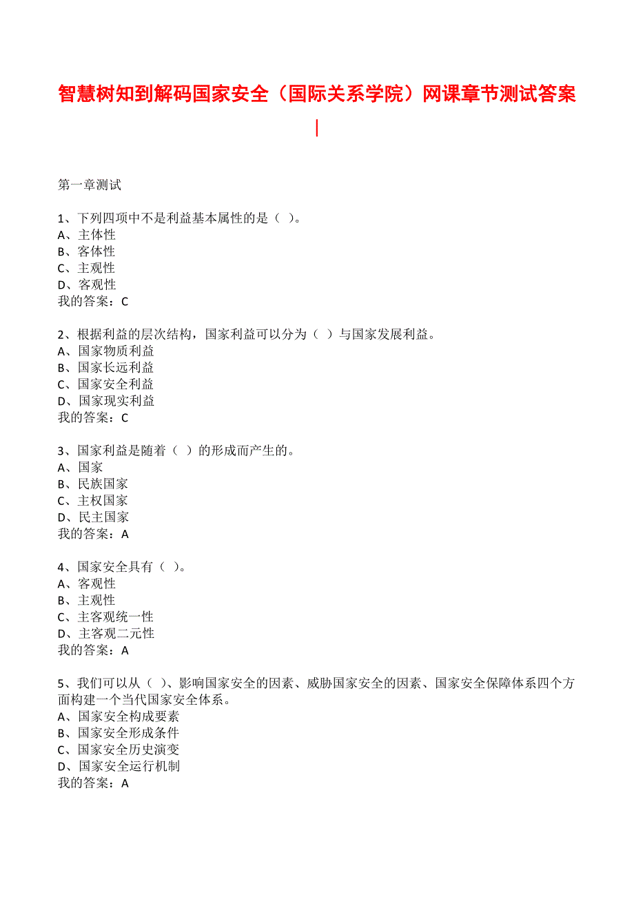 智慧树知到解码国家安全国际关系学院网课章节测试答案.docx_第1页