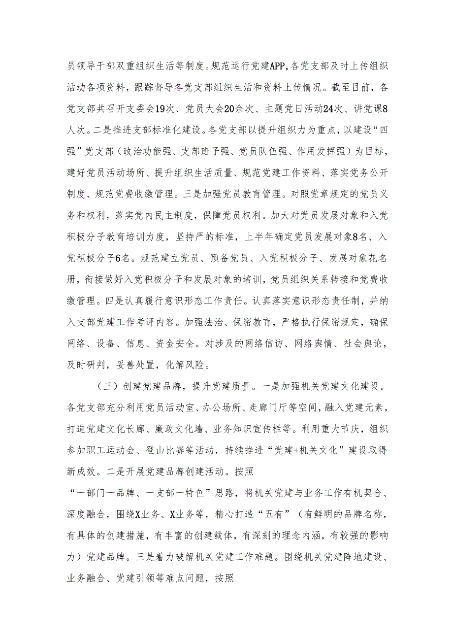 某局2025年上半年党建工作总结及下半年工作计划（共20篇）.docx_第3页