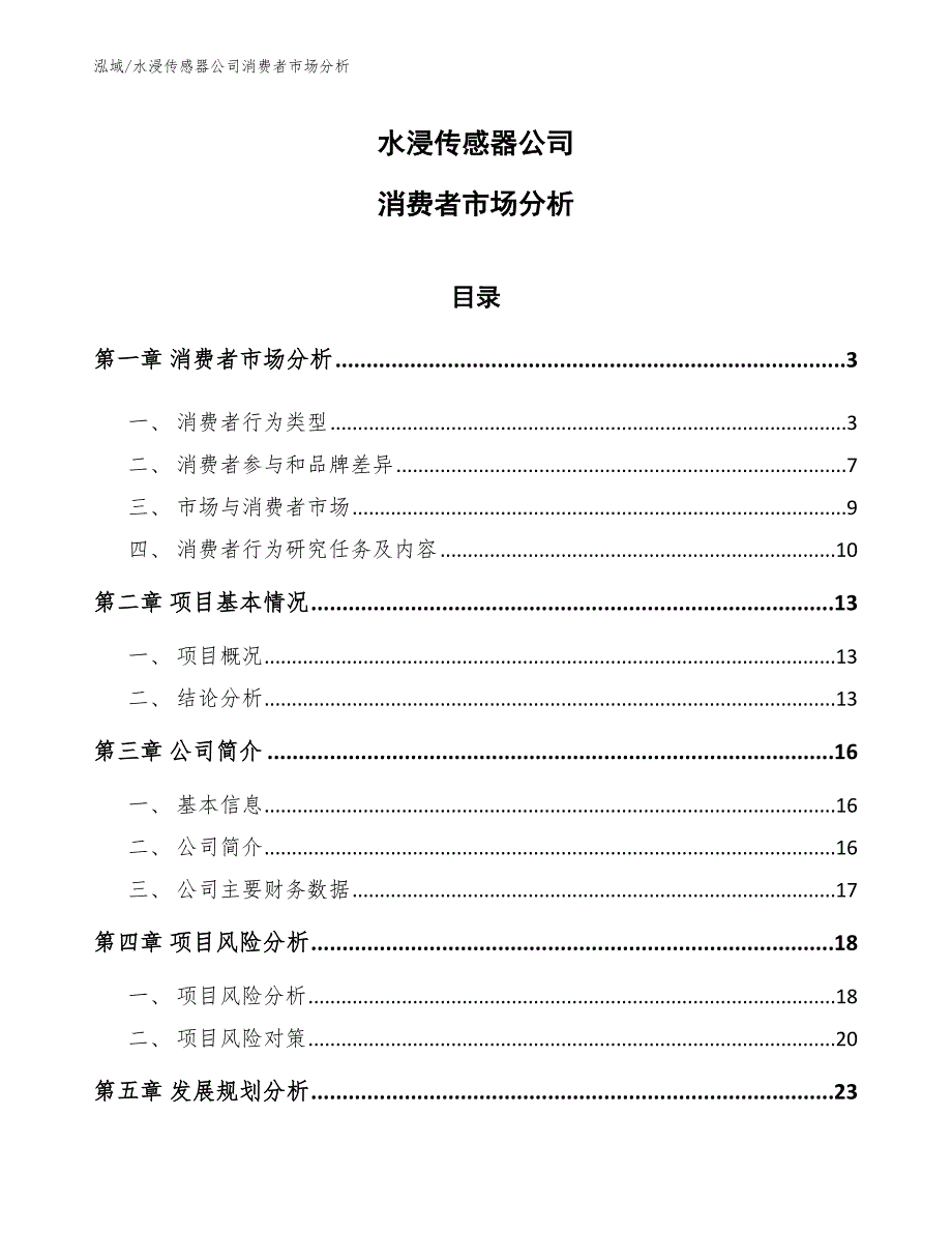 水浸传感器公司消费者市场分析参考.docx_第1页