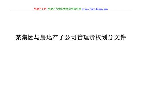 某集团与房地产子公司管理责权划分文件.doc