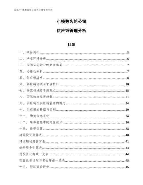 小模数齿轮公司供应链管理分析参考.docx