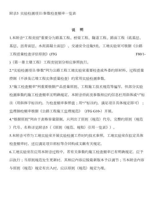最新公路工程试验检测项目参数检验频率一览表.doc