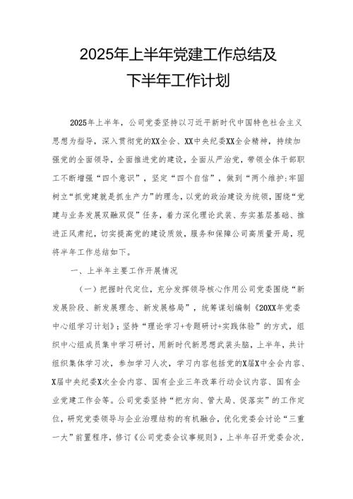开展2025年上半年《党建工作总结》及下一步工作打算（3份）_56.docx