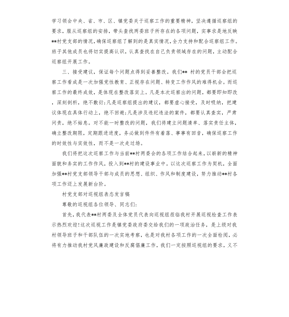 巡察村党支部表态发言.docx_第2页