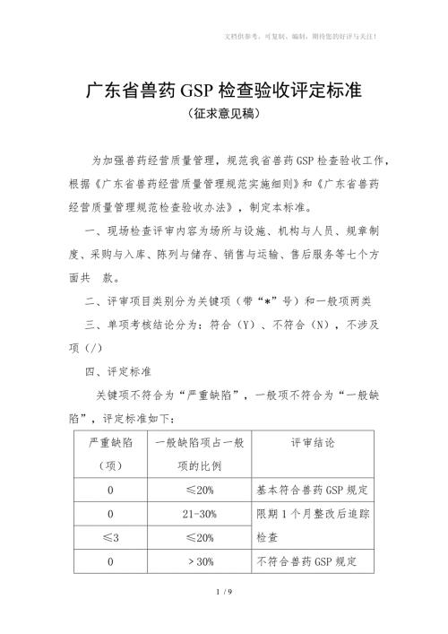 广东省兽药GSP检查验收评定标准.doc