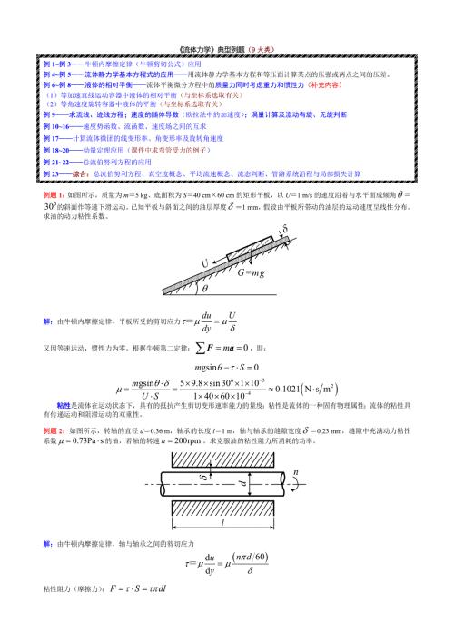 流体力学典型例题.doc