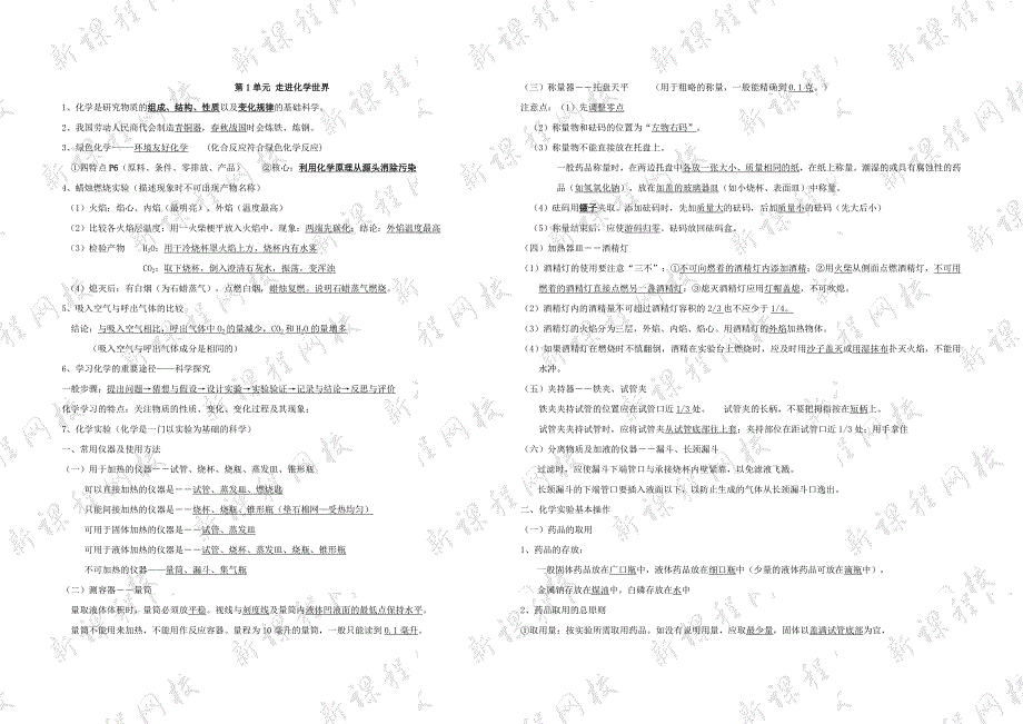最新2021人教版初中化学中考复习知识点考点精华总结中考必备.doc_第1页