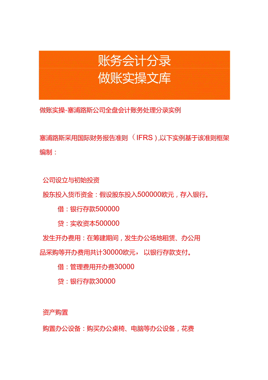 做账实操塞浦路斯公司全盘会计账务处理分录实例.docx_第1页