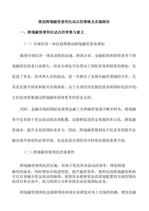 推进跨境融资便利化试点的策略及实施路径.docx