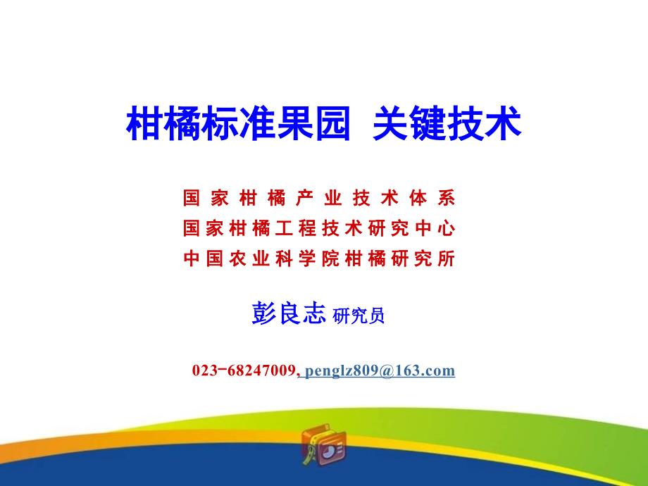 柑橘标准果园关键技术.ppt_第1页