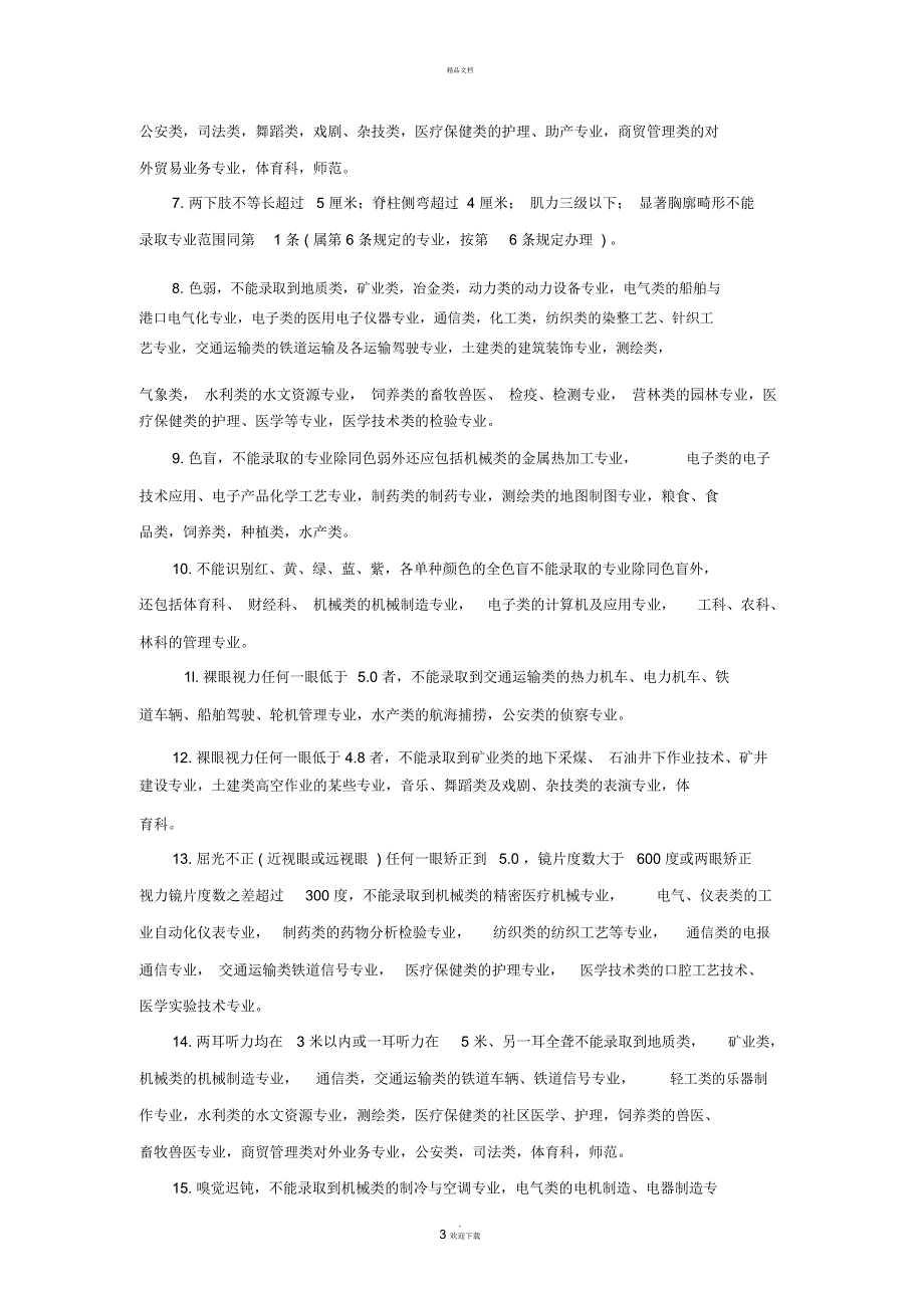 普通中等专业学校招生体检标准.docx_第3页