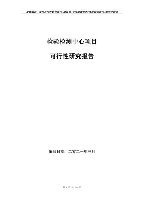 检验检测中心项目可行性研究报告立项申请.doc