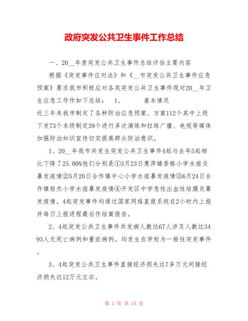 政府突发公共卫生事件工作总结.doc