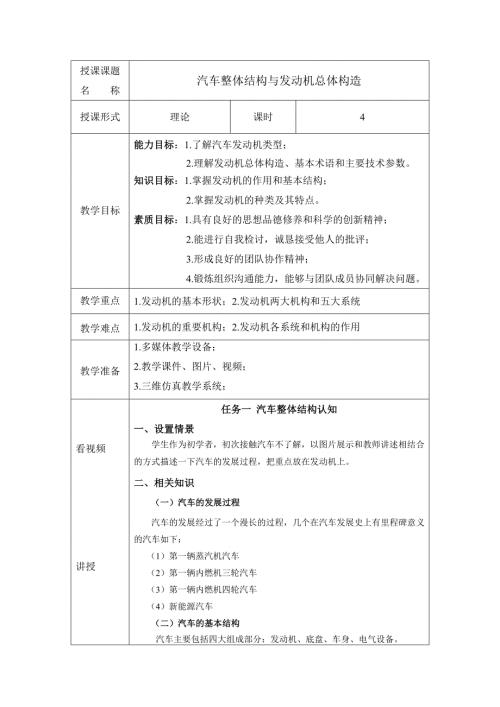 汽车发动机构造与维修教案.doc